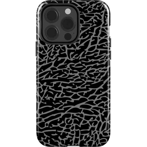 Elephant Print Black iPhone 15 Pro Impact Case