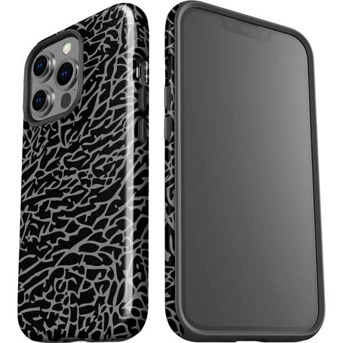 Elephant Print Black iPhone 15 Pro Impact Case