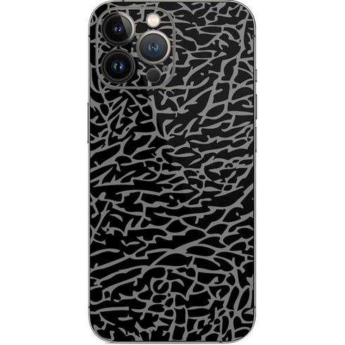 Elephant Print Black iPhone 15 Pro Max Skin