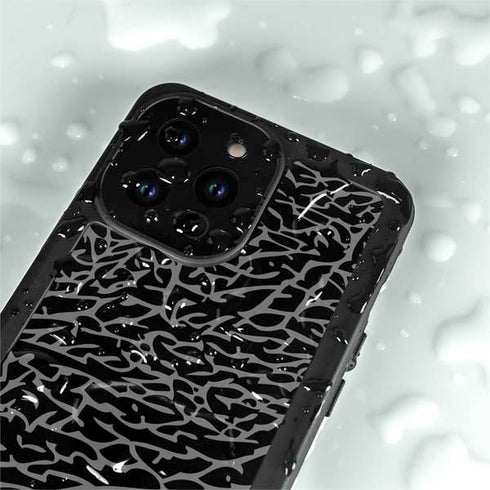 Elephant Print Black iPhone 15 Pro Waterproof Case