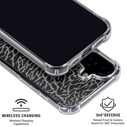 Elephant Print Black iPhone 16 Clear Case