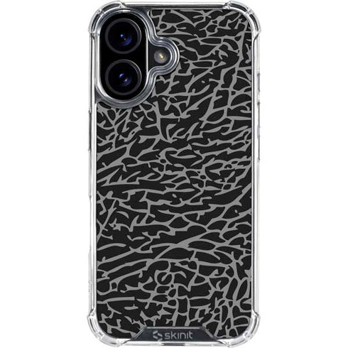Elephant Print Black iPhone 16 Plus Clear Case