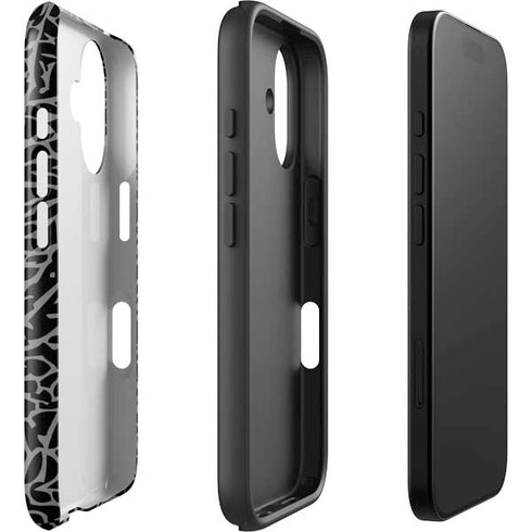 Elephant Print Black iPhone 16 Plus Impact Case
