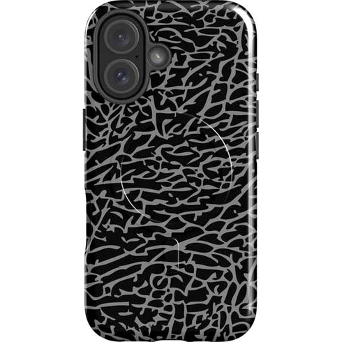 Elephant Print Black iPhone 16 Plus Magsafe Impact Case