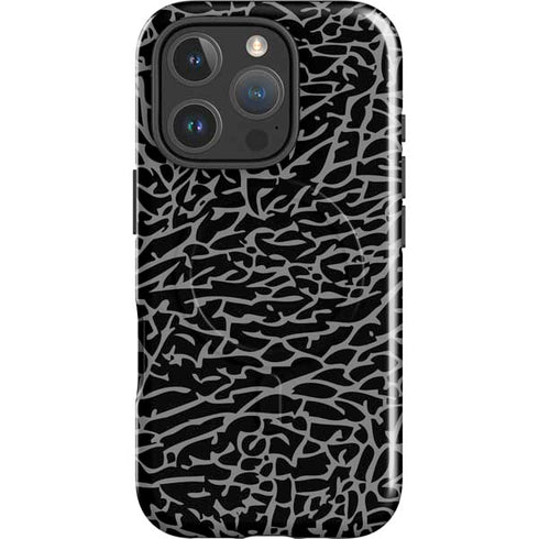 Elephant Print Black iPhone 16 Pro Magsafe Impact Case