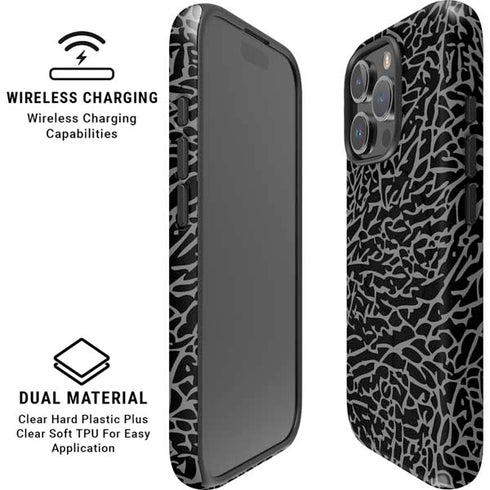 Elephant Print Black iPhone 16 Pro Magsafe Impact Case