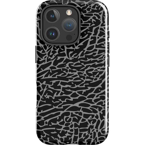 Elephant Print Black iPhone 16 Pro Max Impact Case