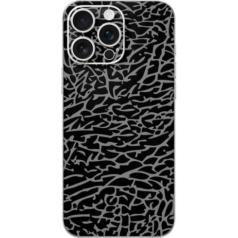 Elephant Print Black iPhone 16 Pro Max Skin