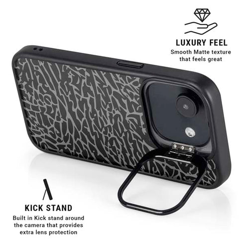 Elephant Print Black iPhone 16e Kickstand Case