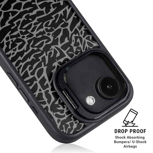 Elephant Print Black iPhone 16e Kickstand Case