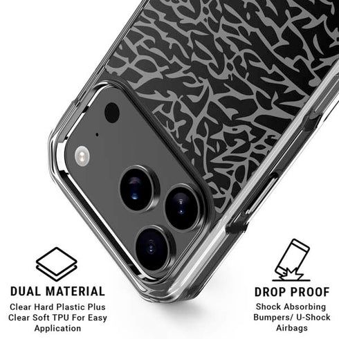 Elephant Print Black iPhone 18 Pro Clear Case