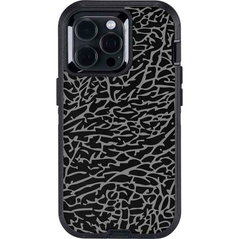 Elephant Print Black Otterbox Defender iPhone Skin