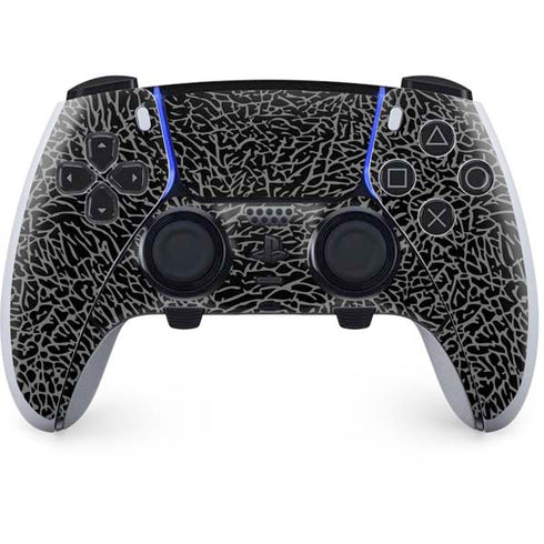 Elephant Print Black PS5 DualSense Edge Pro Controller Skin