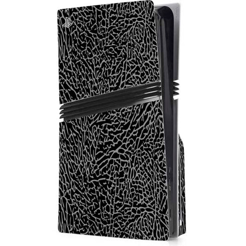 Elephant Print Black PS5 Pro Disk Console Skin