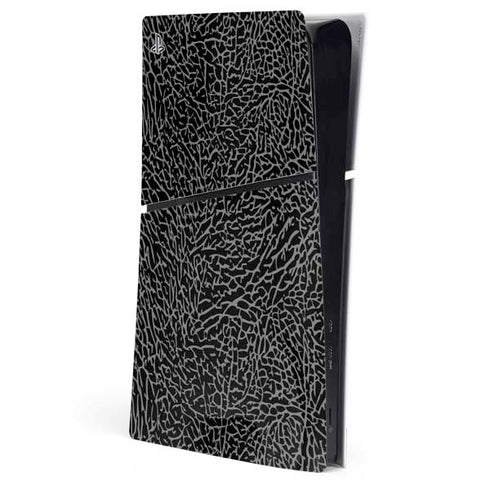 Elephant Print Black PS5 Slim Digital Edition Console Skin