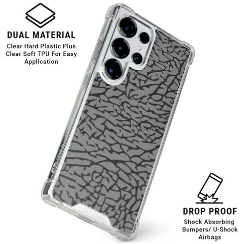 Elephant Print Grey Galaxy S25 Ultra Clear Case