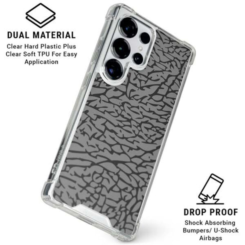 Elephant Print Grey Galaxy S26 Ultra Clear Case