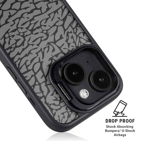Elephant Print Grey iPhone 15 Kickstand Case