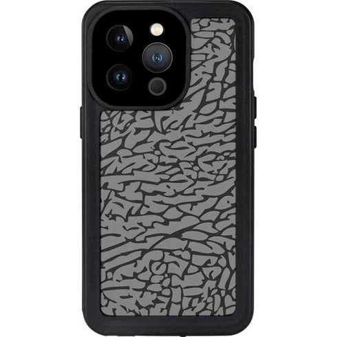 Elephant Print Grey iPhone 15 Pro Waterproof Case