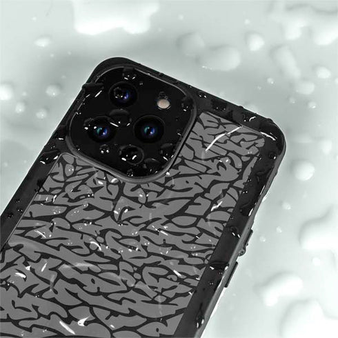 Elephant Print Grey iPhone 15 Pro Waterproof Case