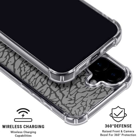 Elephant Print Grey iPhone 16 Clear Case