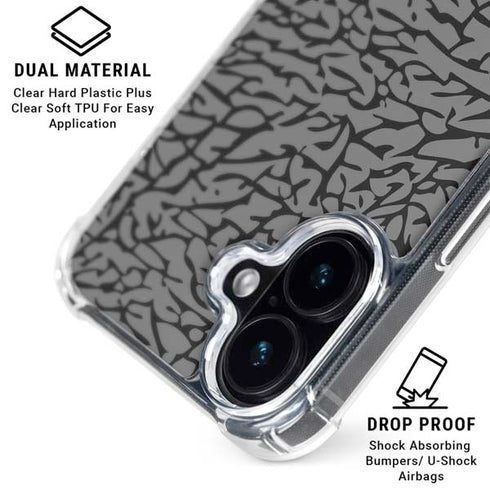 Elephant Print Grey iPhone 16 Plus Clear Case