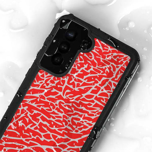 Elephant Print Red Galaxy S24 Plus Waterproof Case