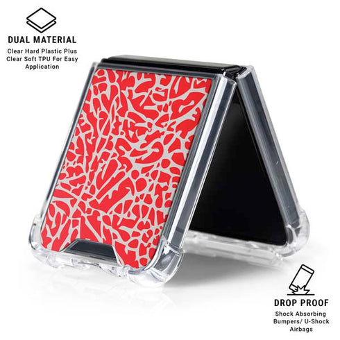 Elephant Print Red Galaxy Z Flip6 Clear Case
