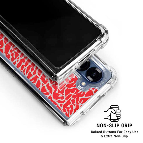Elephant Print Red Galaxy Z Fold6 Clear Case