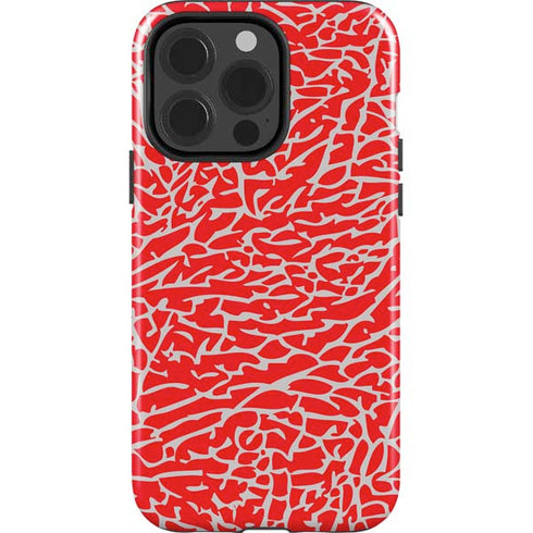 Elephant Print Red iPhone 15 Pro Impact Case