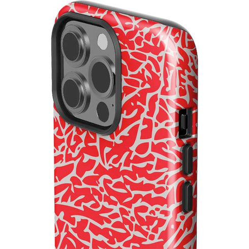 Elephant Print Red iPhone 15 Pro Impact Case
