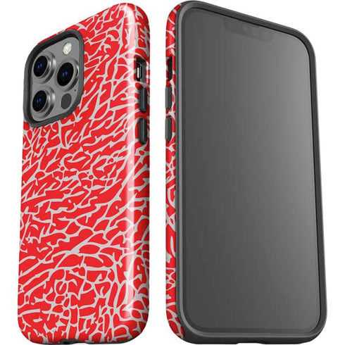 Elephant Print Red iPhone 15 Pro Impact Case