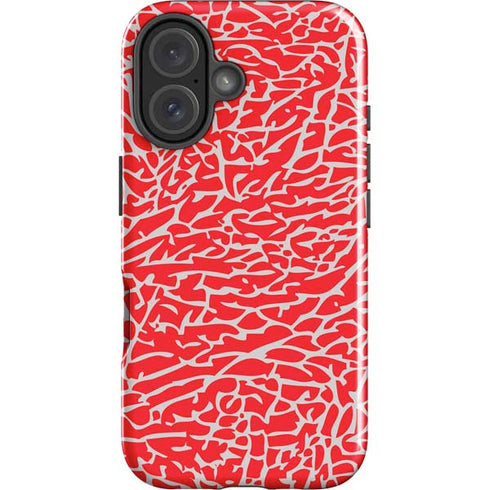 Elephant Print Red iPhone 16 Impact Case