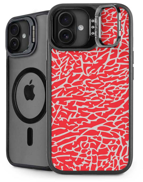 Elephant Print Red iPhone 16 Kickstand Case