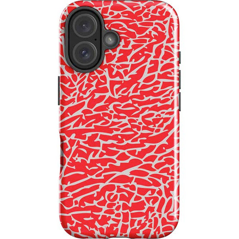 Elephant Print Red iPhone 16 Plus Impact Case
