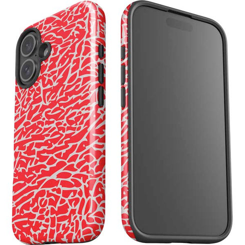 Elephant Print Red iPhone 16 Plus Impact Case