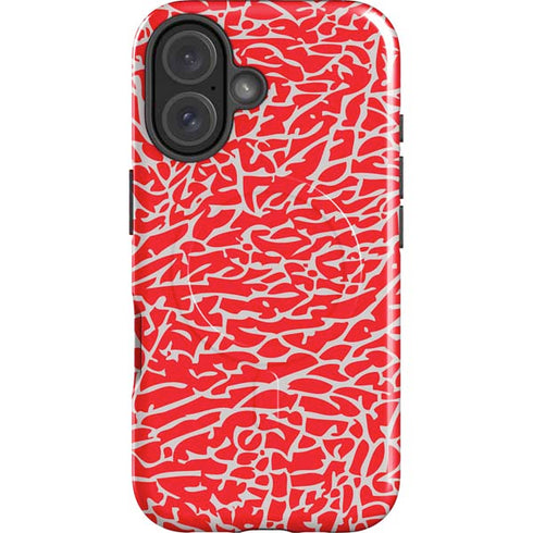 Elephant Print Red iPhone 16 Plus Magsafe Impact Case
