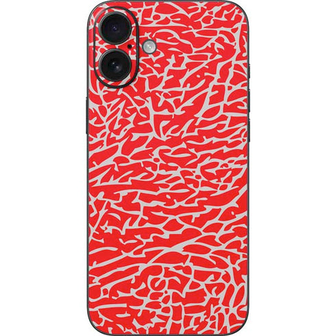 Elephant Print Red iPhone 16 Plus Skin
