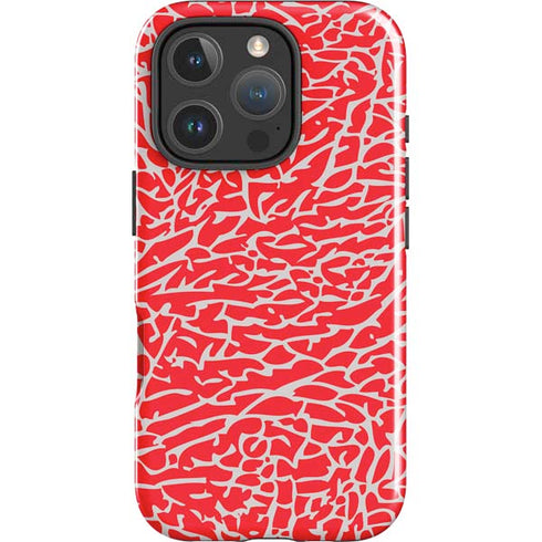 Elephant Print Red iPhone 16 Pro Impact Case