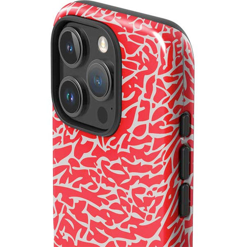 Elephant Print Red iPhone 16 Pro Impact Case