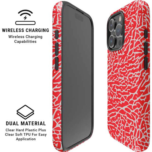 Elephant Print Red iPhone 16 Pro Max Magsafe Impact Case