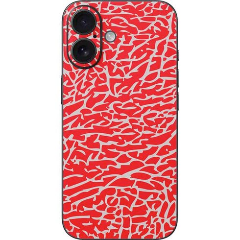 Elephant Print Red iPhone 16 Skin