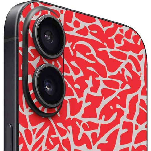 Elephant Print Red iPhone 16 Skin