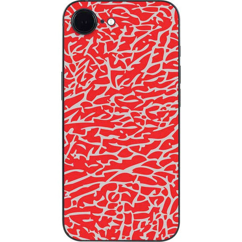 Elephant Print Red iPhone 16e Skin
