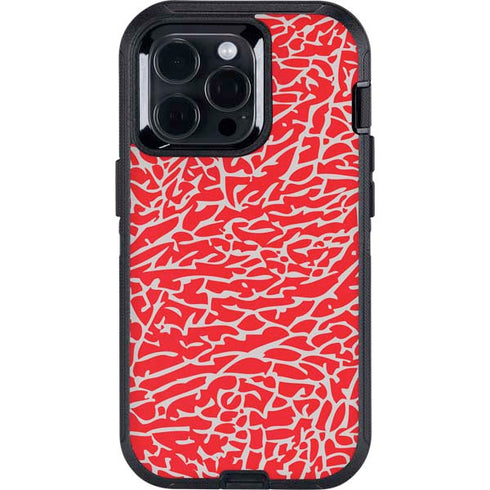 Elephant Print Red Otterbox Defender iPhone Skin
