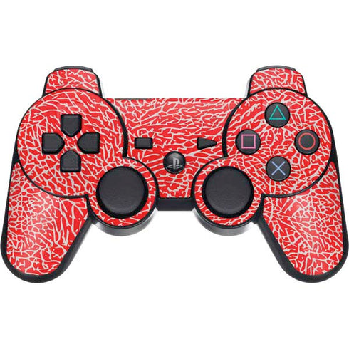 Elephant Print Red PS3 Dual Shock wireless controller Skin