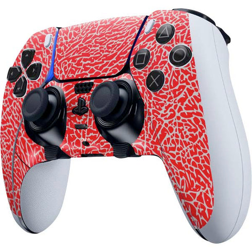 Elephant Print Red PS5 DualSense Edge Pro Controller Skin