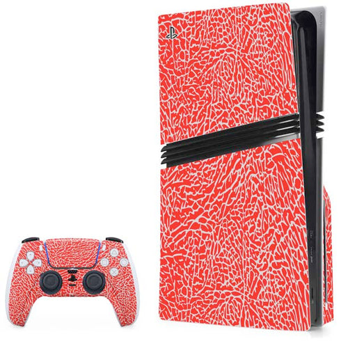 Elephant Print Red PS5 Pro Disk Bundle Skin