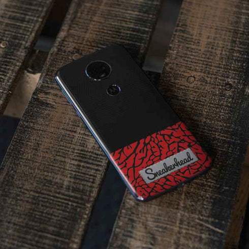Elephant Print Red Sneakerhead Moto E5 Plus Skin