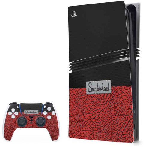 Elephant Print Red Sneakerhead PS5 Pro Bundle Skin